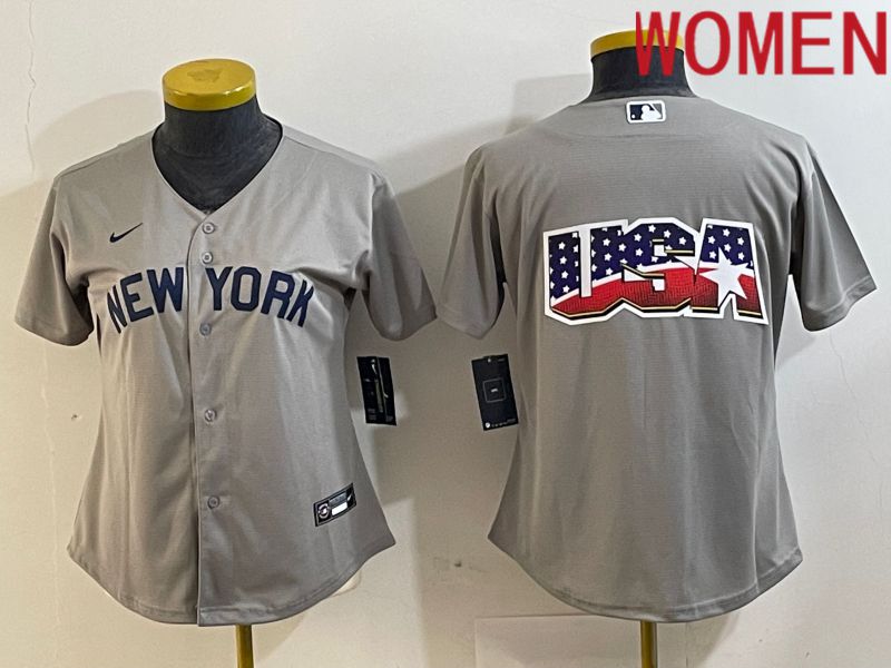 Women New York Yankees Blank Grey Nike Game 2024 MLB Jersey style 1->women mlb jersey->Women Jersey